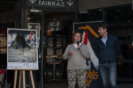 Piolets d'Or, Courmayeur, Chamonix - Federica Cortese, assessore all'Ambiente e al Territorio del Comune di Courmayeur, Eric Fournier, Sindaco di Chamonix
durante il primo giorno del Piolets d'Or 2015 a Chamonix