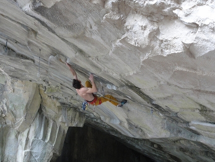Alexander Feichter, Massone, Arco - Alexander Feichter climbing Underground 9a at Massone, Arco, Italy