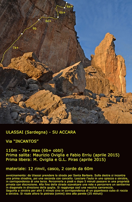 Su Sussiu, Ulassai, Sardinia - Incantos, Su Accara, Ulassai, Sardinia: (110m, 7a+ max (6b+ obbl), Maurizio Oviglia e Fabio Erriu 04/2015