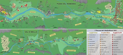 Melloblocco 2015 - Val di Mello Val Masino - The map of the three boulder circuits designed specifically for Melloblocco 2015.