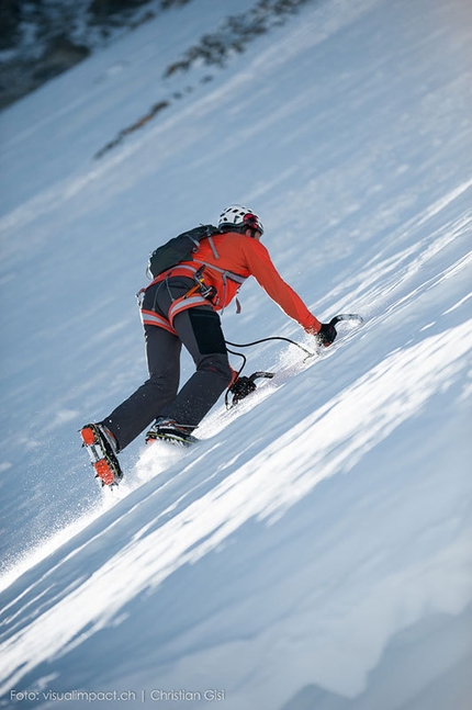 Dani Arnold, Matterhorn - Dani Arnold on 22/04/2015 during his record breaking ascent of the Schmid route on the Matterhorn in 1:46.