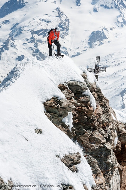 Dani Arnold, Matterhorn - Dani Arnold on 22/04/2015 during his record breaking ascent of the Schmid route on the Matterhorn in 1:46.