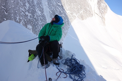 Mt Dickey, Alaska - Mt Dickey, Alaska: Chad Diesinger belaying Jason on the pitch pictured before.