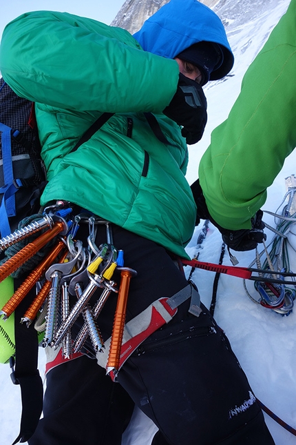 Mt Dickey, Alaska - Mt Dickey, Alaska: Chad Diesinger racking up for one of his blocks on March 20th.