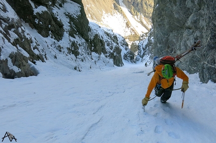 Breche Victor Chaud, Couloir Pèlas Verney, Ecrins - Couloir Pèlas Verney, Breche Victor Chaud - verso l'alto