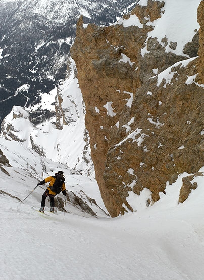 Conturines South Gully - Descending the gully.