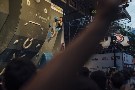 European Bouldering Championship 2015 Innsbruck - Juliane Wurm winning European Bouldering Championship 2015 in Innsbruck