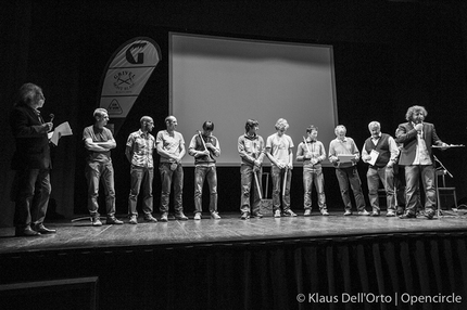 Grignetta d'Oro 2015 - Grignetta d'Oro 2015. From left to right: Alessandro Filippini, Vinicio Stefanello, Rosano Libera, Rolando Larcher, Hervè Barmasse, Matteo Della Bordella, Corrado Pesce e Luca Schiera, Mario Conti, Emilio Aldeghi, Alberto Pirovano