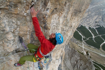 Piz dla Dorada, Puez, Dolomiti - Simon Gietl e Vittorio Messini durante l'apertura di Neolit, Piz dla Dorada, Puez, Dolomiti