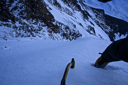 Cerro Marconi Sur, Patagonia, Markus Pucher - Markus Pucher making the first ascent of Into the Wild (800m, M5) up the hitherto unclimbed West Face of Cerro Marconi Sur, Patagonia on 16/04/2015.