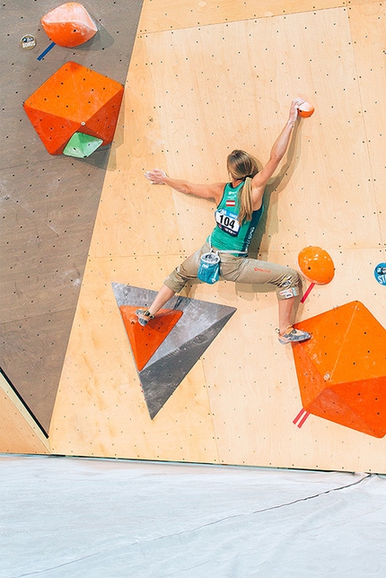 Bouldering World Cup 2015 - Toronto - Katharina Saurwein competing in the Bouldering World Cup 2015 at Toronto