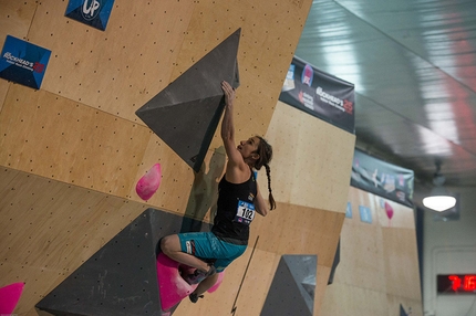 Bouldering World Cup 2015 - Toronto - Juliane Wurm competing in the Bouldering World Cup 2015 at Toronto