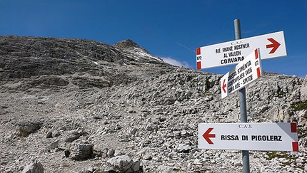 Ferrate ed escursioni sul Sella e dintorni - Vallon - Il bivio da dove si può salire al Piz Boe'