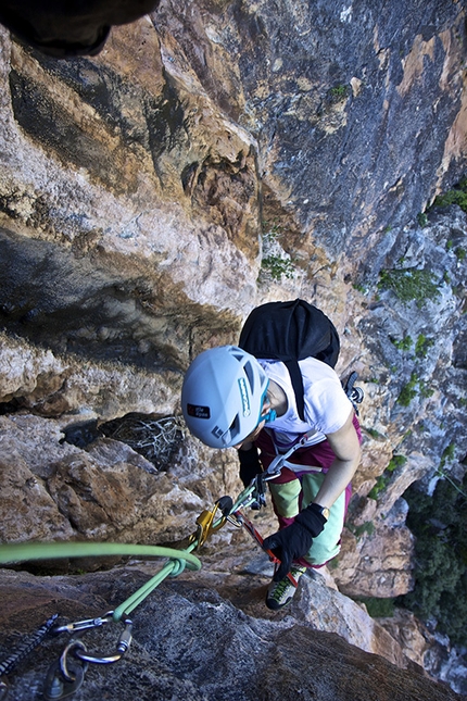Via Spéléologie, Rif, Caiat massif , Morocco, Jasmin Biller, Armando Bodeo - Jasmin Biller and Armando Bodeo making the first ascent of Spéléologie (7a, 150m), Caiat massif, Morocco