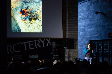 Arc'teryx Alpine Academy 2015 Mont Blanc - Nina Caprez talking about Orbayu during the Arc'teryx Alpine Academy 2015