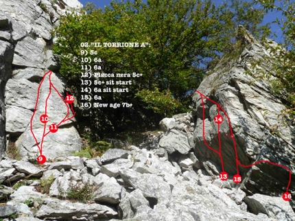 Miroglio boulder, palestra dei Distretti, Beppino Avagnina - I boulder del circuito boulder a Miroglio (CN): Il Torrione A