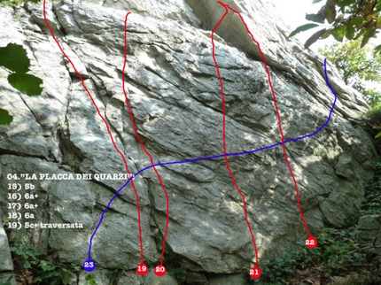 Miroglio boulder, palestra dei Distretti, Beppino Avagnina - I boulder del circuito boulder a Miroglio (CN): La placca dei Quarzi