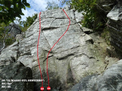 Miroglio boulder, palestra dei Distretti, Beppino Avagnina - I boulder del circuito boulder a Miroglio (CN): Il masso sul sentiero