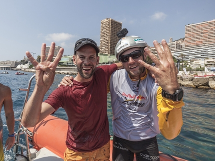 Red Bull X-Alps 2015 - Christian Maurer (SUI1) landed on the Float in Monaco during the Red Bull X-Alps, Monaco