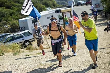 Red Bull X-Alps 2015 - Sebastian Huber of Germany arrives in Peille at the Red Bull X-Alps, France on July 14 2015.