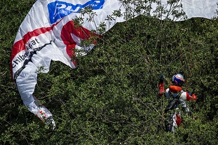 Red Bull X-Alps 2015 - Paul Guschlbauer of Austria crash lands in Peille at the Red Bull X-Alps, France on July 14 2015.