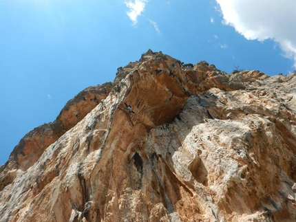 Gerovraxo, Leonidio, Greece, Simon Montmory - Vincent Lauzon climbing Cobra 7b+ at Gerovraxo, Leonidio, Greece