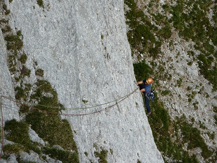 Via Gregis, Presolana Orientale, Ivo Ferrari - Sulla via Gregis (300m, VII- A1), anche conosciuta come Via Fassi, Parete del Fupù, Presolana Orientale