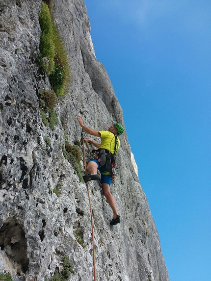 Via Gregis, Presolana Orientale, Ivo Ferrari - Sulla via Gregis (300m, VII- A1), anche conosciuta come Via Fassi, Parete del Fupù, Presolana Orientale