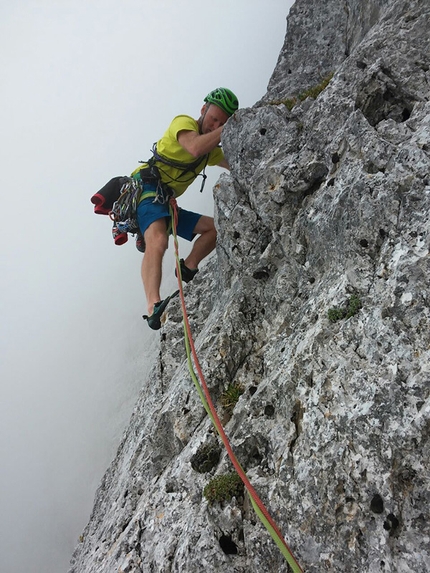 Via Gregis, Presolana Orientale, Ivo Ferrari - Sulla via Gregis (300m, VII- A1), anche conosciuta come Via Fassi, Parete del Fupù, Presolana Orientale