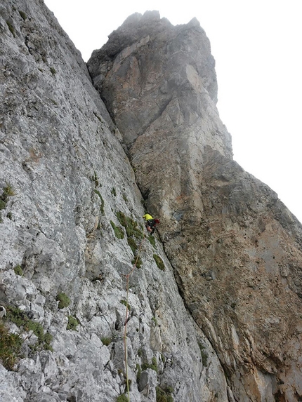 Via Gregis, Presolana Orientale, Ivo Ferrari - Sulla via Gregis (300m, VII- A1), anche conosciuta come Via Fassi, Parete del Fupù, Presolana Orientale