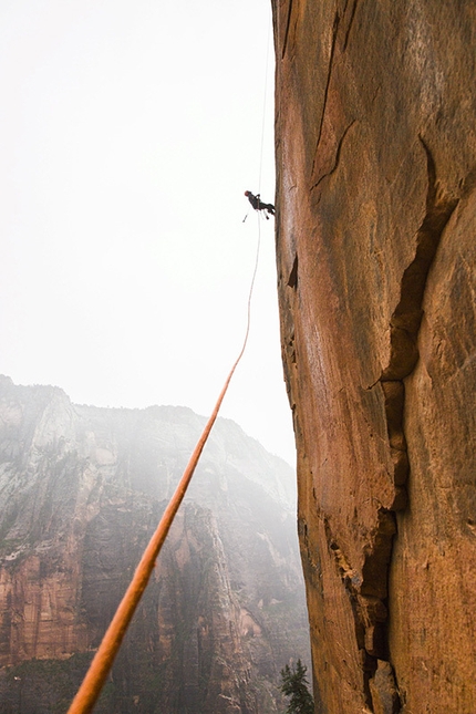 Conrad Anker, David Lama, Zion National Park - Conrad Anker and David Lama completing the first ascent of Latent Core (450m, 5.11 A1, 05/2015) in Zion National Park, USA.