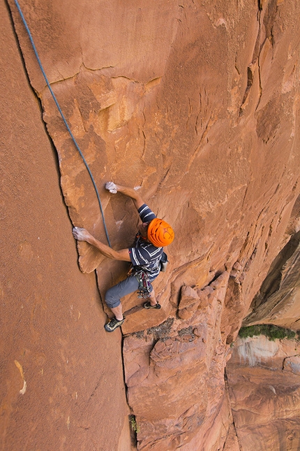 Conrad Anker, David Lama, Zion National Park - Conrad Anker and David Lama completing the first ascent of Latent Core (450m, 5.11 A1, 05/2015) in Zion National Park, USA.