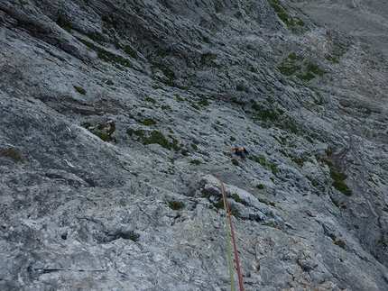 Sass d'Ortiga, Pale di San Martino, Dolomites, Ivo Ferrari - Climbing Via 9 agosto, Sass d'Ortiga, Pale di San Martino, Dolomites