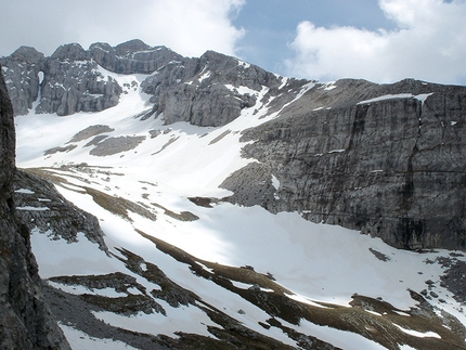 Sasso Alto, Val Gelada, Dolomiti Super Ski-Fo - Durante l'apertura di Dolomiti Super Ski-Fo, Sasso Alto, Val Gelada (Roberto Conti e Gabriele Tonelli 05-06/2015)