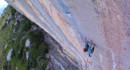 Chris Sharma climbing Three Degrees of Separation at Céüse