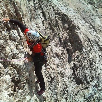 Ultimatum alla terra - Gran Sasso - Luca Gasparini alla fine del 7° tiro