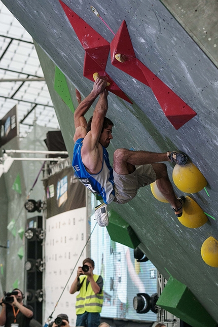 Bouldering World Cup 2015 - Munich - Martin Stranik competing in the Bouldering World Cup 2015 at Munich