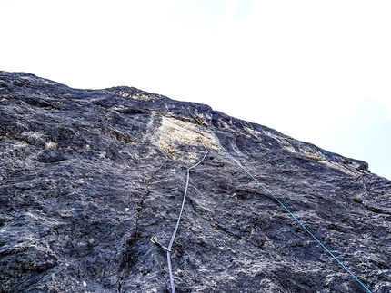 Einserkofel, Fischleintal, Dolomites - Weg der Neugier (IX-, 500m, Hannes Pfeifhofer, Lisi Steurer, Markus Tschurtschenthaler summer 2015), Einserkofel north face, Fischleintal, Dolomites