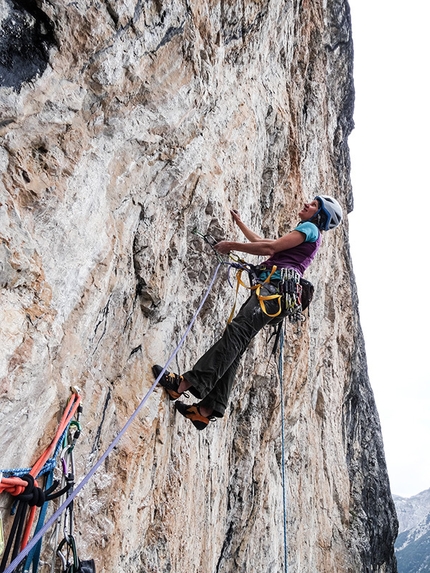 Einserkofel, Fischleintal, Dolomites - Weg der Neugier (IX-, 500m, Hannes Pfeifhofer, Lisi Steurer, Markus Tschurtschenthaler summer 2015), Einserkofel north face, Fischleintal, Dolomites