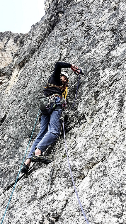 Einserkofel, Fischleintal, Dolomites - Weg der Neugier (IX-, 500m, Hannes Pfeifhofer, Lisi Steurer, Markus Tschurtschenthaler summer 2015), Einserkofel north face, Fischleintal, Dolomites