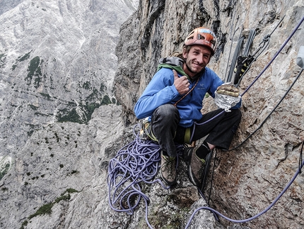 Einserkofel, Fischleintal, Dolomites - Weg der Neugier (IX-, 500m, Hannes Pfeifhofer, Lisi Steurer, Markus Tschurtschenthaler summer 2015), Einserkofel north face, Fischleintal, Dolomites