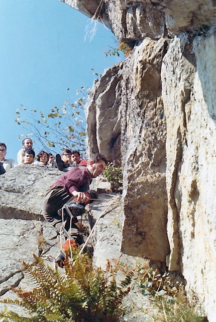 Miroglio, palestra dei Distretti Beppino Avagnina - Il mitico Piero Billò sulla via dei Diedri; 1968