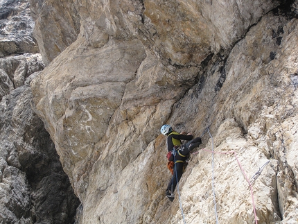 La Guerriera on Cima Bassa d'Ambiez, new rock climb in Brenta Dolomites