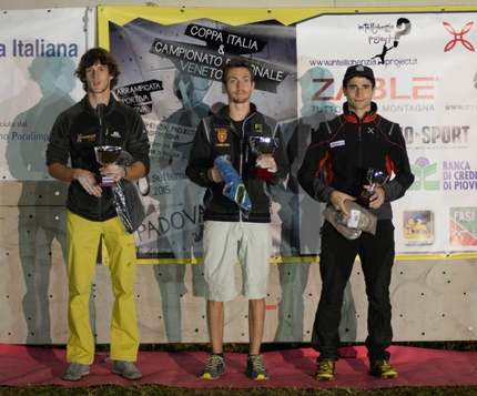 Coppa Italia Lead 2015, Padova - Podio maschile della tappa di Padova: 2. Francesco Vettorata 1. Stefano Ghisolfi 3. Marcello Bombardi