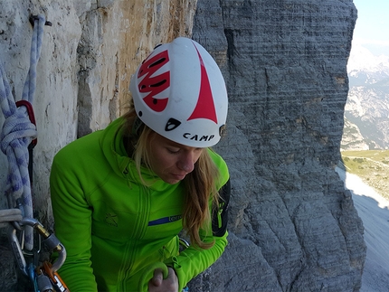 Maja Vidmar e la sua prima via lunga nelle Dolomiti