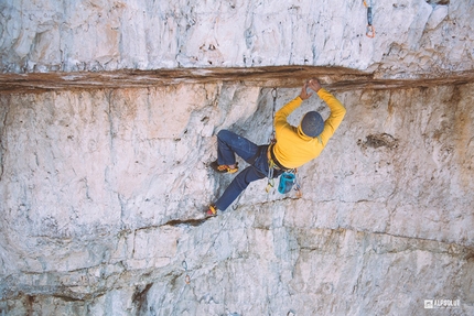 Much Mayr, Via degli Spagnoli, Cima Grande di Lavaredo - Much Mayr e Guido Unterwurzacher durante la prima salita in libera della Via degli Spagnoli, Cima Grande di Lavaredo, Dolomiti