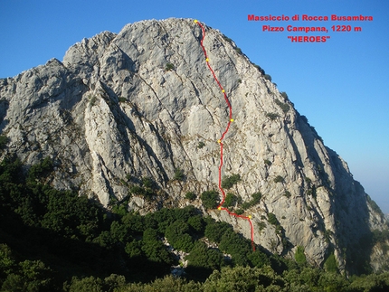 Heroes, Pizzo Campana, Sicily, Massimo Flaccavento, Giorgio Iurato - Pizzo Campana - route line