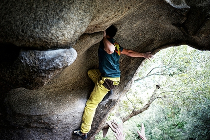 Bosco di Luogosanto, Sardegna - Boulder a Bosco di Luogosanto, Sardegna: Filippo Manca su 'Lo Squalo' 7B