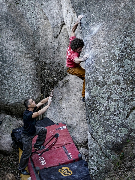 Bosco di Luogosanto, Sardegna - Boulder a Bosco di Luogosanto, Sardegna: Mauro Calibani su 'Thewave under the shark' 7A+