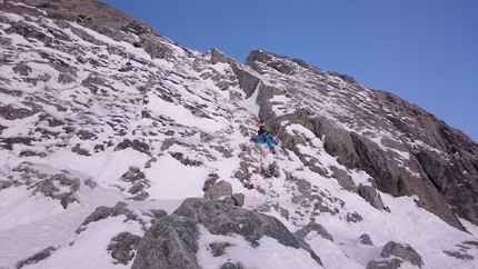 Pic Sans Nom, Le Prestige des Écrins - During the first ascent of Le Prestige des Écrins, (1000m, V, M6+, 6a, Benjamin Brochard, Fred Degoulet, Jonathan Joly 19 - 21/10/2015) Pic Sans Nom (3913m), Ecrins, France